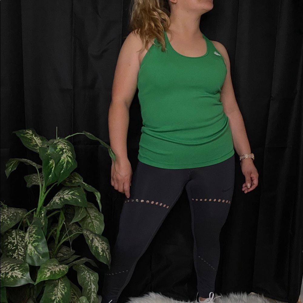 Green adidas workout sleeveless workout shirt
